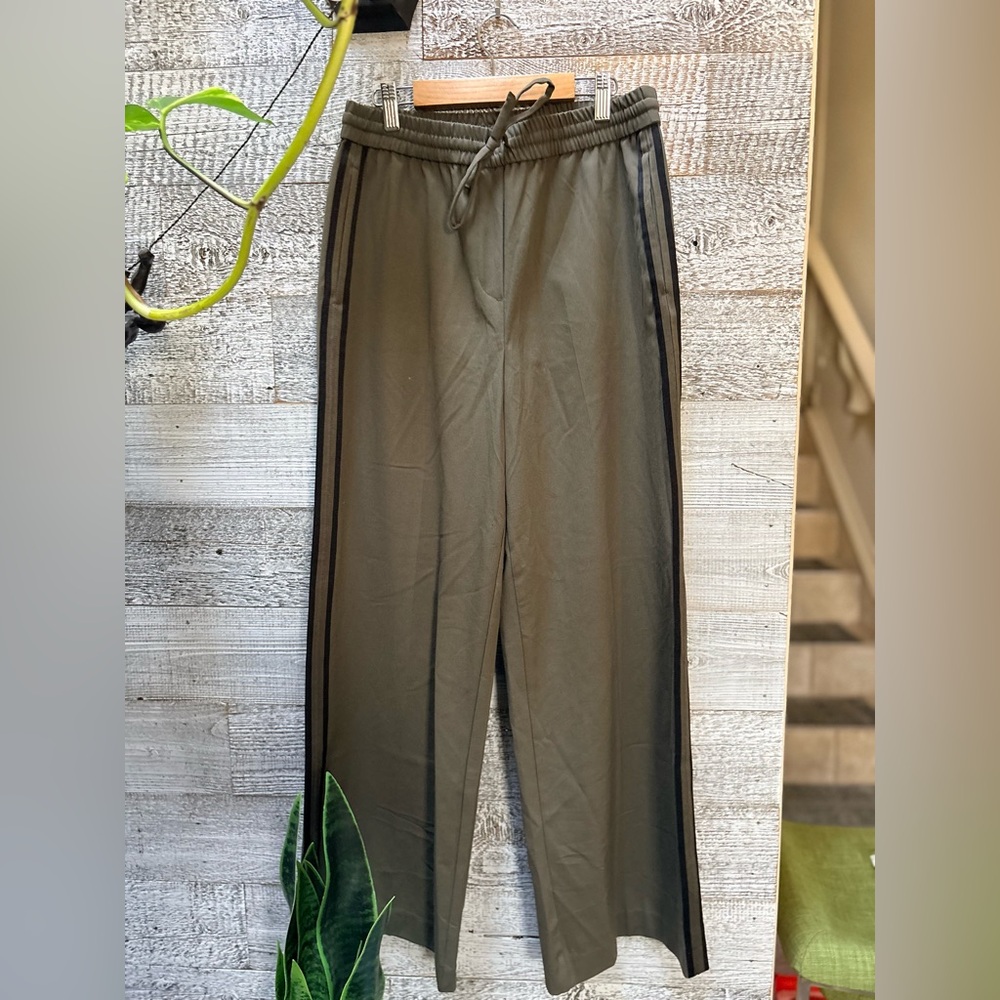 🏷 RACHEL Rachel Roy | Side Stripe Wide Leg Pants  - Women's S, Khaki/Black